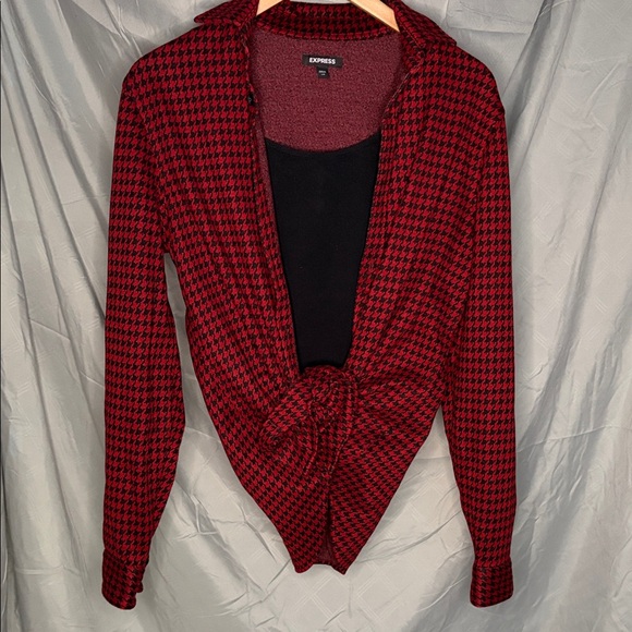 Express Red and Black Checkered Men's Shirt - Picture 5 of 5